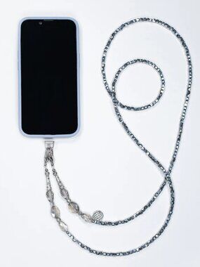 Urban Outfitters Crossbody Silver Beaded Phone Chain- Fits All Phone Sizes